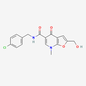 molecular formula C17H15ClN2O4 B8627978 N-(4-Chlorobenzyl)-2-(hydroxymethyl)-7-methyl-4-oxo-4,7-dihydrofuro[2,3-b]pyridine-5-carboxamide 