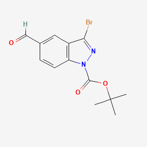 molecular formula C13H13BrN2O3 B8628075 tert-butyl-3-bromo-5-formyl-1H-indazole-1-carboxylate 