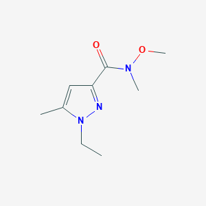 molecular formula C9H15N3O2 B8628149 N-Methoxy-N-methyl-1-ethyl-5-methylpyrazole-3-carboxamide CAS No. 165743-68-0