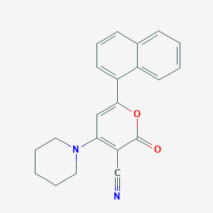 molecular formula C21H18N2O2 B8628430 2H-Pyran-3-carbonitrile, 6-(1-naphthalenyl)-2-oxo-4-(1-piperidinyl)- CAS No. 454703-35-6