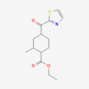 molecular formula C14H19NO3S B8628576 Ethyl 2-methyl-4-(1,3-thiazol-2-ylcarbonyl)cyclohexanecarboxylate 