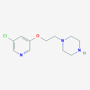 molecular formula C11H16ClN3O B8628585 1-[2-(5-Chloro-3-pyridyloxy)ethyl)piperazine 
