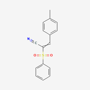 molecular formula C16H13NO2S B8628646 1-p-Tolyl-2-cyano-2-phenylsulfonylethylene 