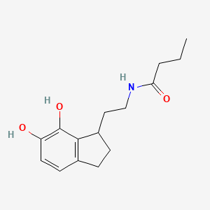 molecular formula C15H21NO3 B8628921 N-[2-(6,7-dihydroxyindan-1-yl)ethyl]butyramide 