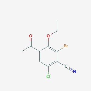 molecular formula C11H9BrClNO2 B8628985 4-Acetyl-2-bromo-6-chloro-3-ethoxybenzonitrile 