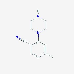 molecular formula C12H15N3 B8629052 4-Methyl-2-(piperazin-1-yl)benzonitrile 