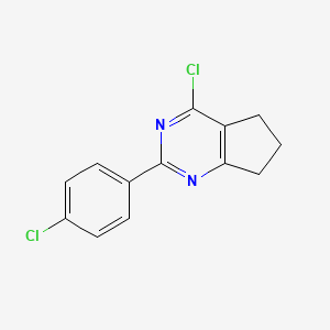 molecular formula C13H10Cl2N2 B8629081 2-(4-Chlorophenyl)-4-chloro-6,7-dihydro-5H-cyclopenta[d]pyrimidine 