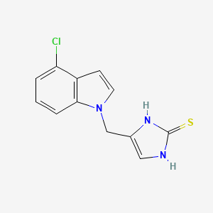 molecular formula C12H10ClN3S B8629187 4-[(4-Chloroindol-1-yl)methyl]-1,3-dihydroimidazole-2-thione CAS No. 880652-67-5