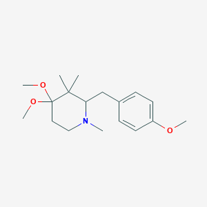 molecular formula C18H29NO3 B8629239 4,4-Dimethoxy-2-[(4-methoxyphenyl)methyl]-1,3,3-trimethylpiperidine CAS No. 88531-17-3