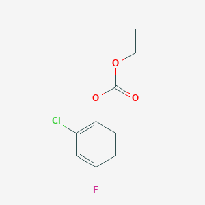 molecular formula C9H8ClFO3 B8629311 2-Chloro-4-fluorophenyl ethyl carbonate 