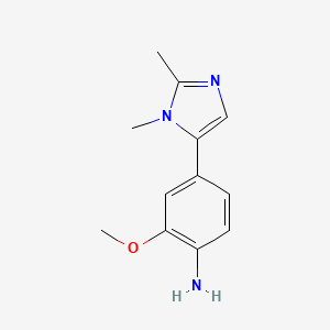 molecular formula C12H15N3O B8629359 4-(1,2-Dimethyl-1H-imidazol-5-yl)-2-methoxyaniline CAS No. 1400287-29-7