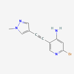 molecular formula C11H9BrN4 B8629732 2-bromo-5-((1-methyl-1H-pyrazol-4-yl)ethynyl)pyridin-4-amine 