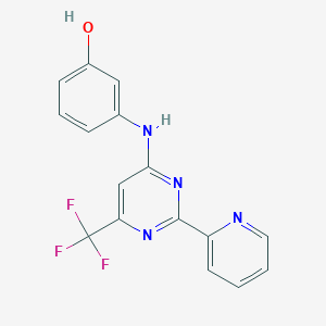 molecular formula C16H11F3N4O B8629839 Phenol, 3-[[2-(2-pyridinyl)-6-(trifluoromethyl)-4-pyrimidinyl]amino]- CAS No. 744191-67-1