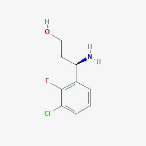 molecular formula C9H11ClFNO B8629842 (3R)-3-amino-3-(3-chloro-2-fluorophenyl)propan-1-ol 