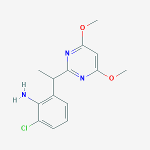 molecular formula C14H16ClN3O2 B8630368 2-Chloro-6-(1-(4,6-dimethoxypyrimidin-2-yl)ethyl)aniline CAS No. 874195-99-0