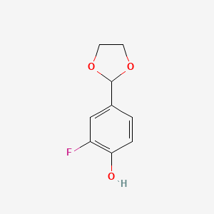 molecular formula C9H9FO3 B8630420 4-[1,3]Dioxolan-2-yl-2-fluorophenol 