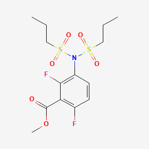 molecular formula C14H19F2NO6S2 B8630541 methyl 2,6-difluoro-3-(N-(propylsulfonyl)propylsulfonamido)benzoate 