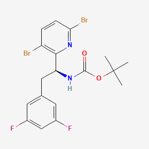 molecular formula C18H18Br2F2N2O2 B8630773 tert-Butyl (S)-(1-(3,6-dibromopyridin-2-yl)-2-(3,5-difluorophenyl)ethyl)carbamate 