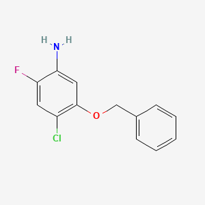 molecular formula C13H11ClFNO B8630816 Aniline, 4-chloro-2-fluoro-5-(phenylmethoxy)- CAS No. 122855-07-6