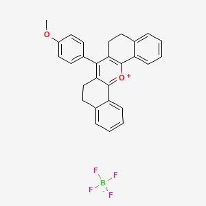 molecular formula C28H23BF4O2 B8630877 7-(4-Methoxyphenyl)-5,6,8,9-tetrahydrodibenzo[c,h]xanthen-14-ium tetra-fluoroborate 