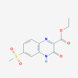 molecular formula C12H12N2O5S B8630937 Ethyl 3-hydroxy-6-(methylsulfonyl)quinoxaline-2-carboxylate 