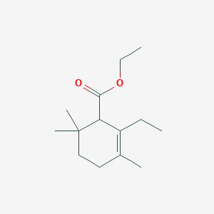 molecular formula C14H24O2 B8631055 2-Cyclohexene-1-carboxylic acid, 2-ethyl-3,6,6-trimethyl-, ethyl ester CAS No. 58535-04-9