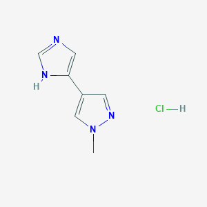 molecular formula C7H9ClN4 B8631092 4-(1H-imidazol-4-yl)-1-methyl-1H-pyrazole hydrochloride 