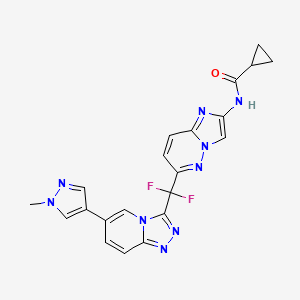 molecular formula C21H17F2N9O B8631127 N-(6-(Difluoro(6-(1-methyl-1H-pyrazol-4-yl)-[1,2,4]triazolo[4,3-a]pyridin-3-yl)methyl)imidazo[1,2-b]pyridazin-2-yl)cyclopropanecarboxamide 