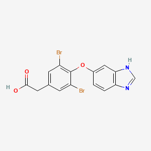 molecular formula C15H10Br2N2O3 B8631221 2-(4-((1H-Benzo[d]imidazol-5-yl)oxy)-3,5-dibromophenyl)acetic acid 