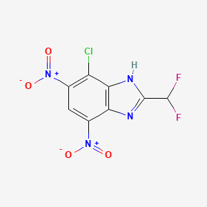 molecular formula C8H3ClF2N4O4 B8631284 4-Chloro-2-(difluoromethyl)-5,7-dinitro-1H-benzimidazole CAS No. 60167-99-9