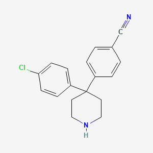 molecular formula C18H17ClN2 B8631521 4-[4-(4-Chlorophenyl)piperidin-4-yl]benzonitrile CAS No. 857532-08-2