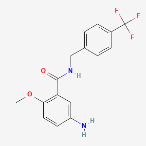 molecular formula C16H15F3N2O2 B8631528 5-amino-2-methoxy-N-(4-trifluoromethylbenzyl)benzamide CAS No. 311769-61-6