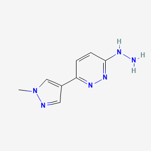molecular formula C8H10N6 B8631591 3-Hydrazinyl-6-(1-methyl-1H-pyrazol-4-yl)pyridazine 