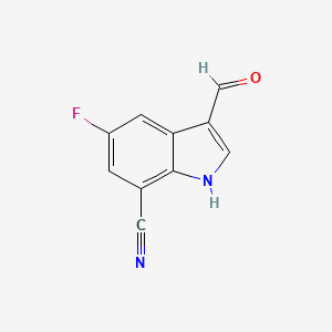 molecular formula C10H5FN2O B8631677 5-fluoro-3-formyl-1H-indole-7-carbonitrile 