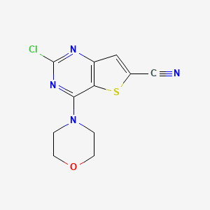 molecular formula C11H9ClN4OS B8632135 2-Chloro-4-morpholinothieno[3,2-d]pyrimidine-6-carbonitrile 
