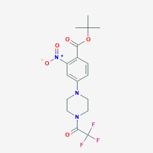 molecular formula C17H20F3N3O5 B8632149 2-Nitro-4-[4-(2,2,2-trifluoro-acetyl)-piperazin-1-yl]-benzoic acid tert-butyl ester 