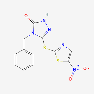 molecular formula C12H9N5O3S2 B8632198 4-Benzyl-3-hydroxy-5-[(5-nitrothiazol-2-yl)mercapto]1,2,4-triazole 