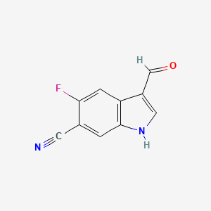 molecular formula C10H5FN2O B8632289 5-fluoro-3-formyl-1H-indole-6-carbonitrile 