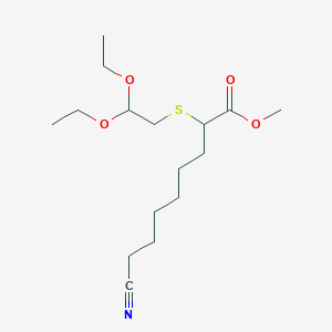 molecular formula C16H29NO4S B8632341 Methyl 8-cyano-2-[(2,2-diethoxyethyl)sulfanyl]octanoate CAS No. 61546-52-9