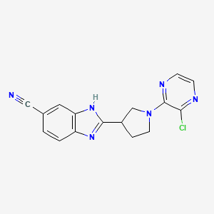molecular formula C16H13ClN6 B8632717 2-[1-(3-Chloro-pyrazin-2-YL)-pyrrolidin-3-YL]-1H-benzoimidazole-5-carbonitrile 