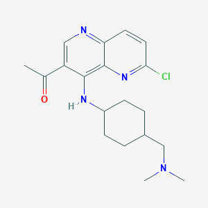1-(6-Chloro-4-(((1r,4r)-4-((dimethylamino)methyl)cyclohexyl)amino)-1,5-naphthyridin-3-yl)ethanone