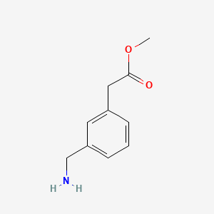 molecular formula C10H13NO2 B8633175 Benzeneacetic acid, 3-(aminomethyl)-, methyl ester 