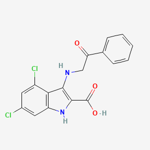 molecular formula C17H12Cl2N2O3 B8633362 4,6-Dichloro-3-[(2-oxo-2-phenylethyl)amino]-1H-indole-2-carboxylic acid CAS No. 138847-78-6