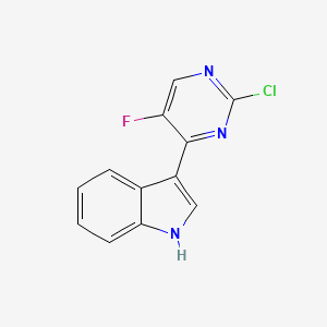 molecular formula C12H7ClFN3 B8633422 3-(2-chloro-5-fluoropyrimidin-4-yl)-1H-indole 