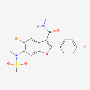 molecular formula C18H16BrFN2O4S B8633431 5-bromo-2-(4-fluorophenyl)-N-methyl-6-(N-methylmethylsulfonamido)benzofuran-3-carboxamide 