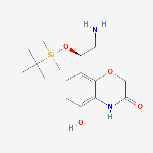 molecular formula C16H26N2O4Si B8633660 (R)-8-(2-amino-1-((tert-butyldimethylsilyl)oxy)ethyl)-5-hydroxy-2H-benzo[b][1,4]oxazin-3(4H)-one 