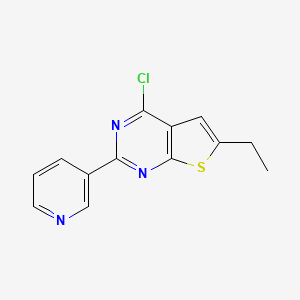 molecular formula C13H10ClN3S B8633683 4-Chloro-2-(pyridin-3-yl)-6-ethyl-thieno-[2,3-d]-pyrimidine 