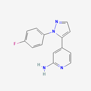 molecular formula C14H11FN4 B8633691 4-[2-(4-Fluoro-phenyl)-2H-pyrazol-3-yl]-pyridin-2-ylamine 