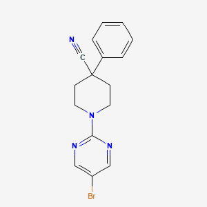molecular formula C16H15BrN4 B8634118 1-(5-Bromopyrimidin-2-yl)-4-phenylpiperidine-4-carbonitrile 