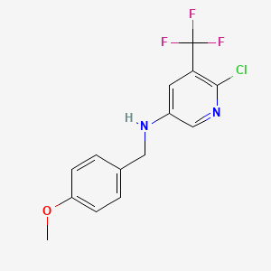 molecular formula C14H12ClF3N2O B8634180 6-chloro-N-(4-methoxybenzyl)-5-(trifluoromethyl)pyridin-3-amine CAS No. 956104-44-2